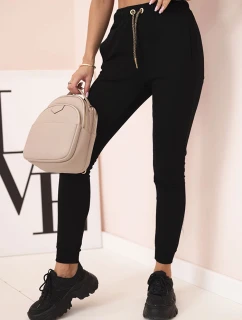 Dámske bavlnené cargo nohavice s vreckami a retiazkou béžovej farby