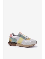 Zamszowe Sneakersy Damskie Big Star RR274244 HI-POLY SYSTEM Szaro-Żółte