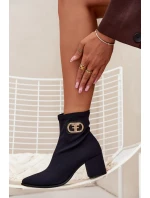 Dámské Botky Na Podpatku Se Zlatým Detalem model 21703508 Černé - Zazoo