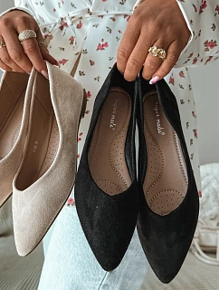 Baleríny Ploché Eko Semiš Černé Lelisa