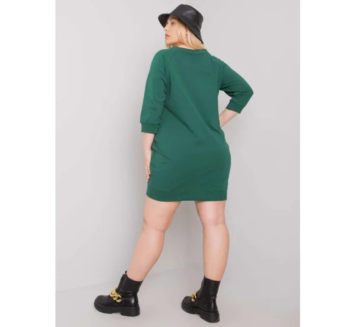 Tmavě zelené plus size šaty s kapsami Tmavě zelené plus size šaty s kapsami