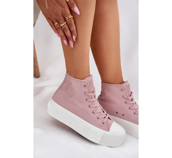 Dámske plátenné tenisky na platforme Big Star - ružové Dámske plátenné tenisky na platforme Big Star - ružové