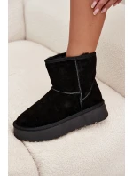 Dámske snežnice Privine na platforme z prírodného semišu - čierne