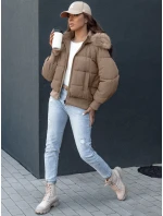 Dámská prošívaná zimní bunda s kožešinou camel Dstreet model 21979212 - FashionStreet