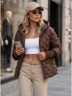 Kurtka damska pikowana z kapturem brązowa model 22341118 - FashionStreet