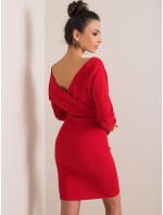 Červené dámske šaty so skladaným obálkovým výstrihom Rue Paris (5297-09)