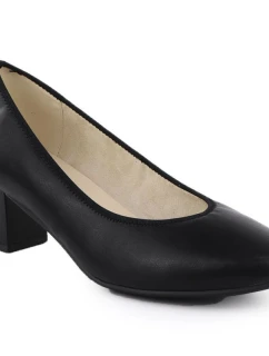 Dámske kožené lodičky na nízkom podpätku čiernej farby Rieker 44650