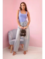 Dámská halenka na ramínka s výstřihem fialka