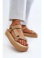 Sandały Damskie Na Platformie Beżowe Edireda Sandały Damskie Na Platformie Beżowe Edireda