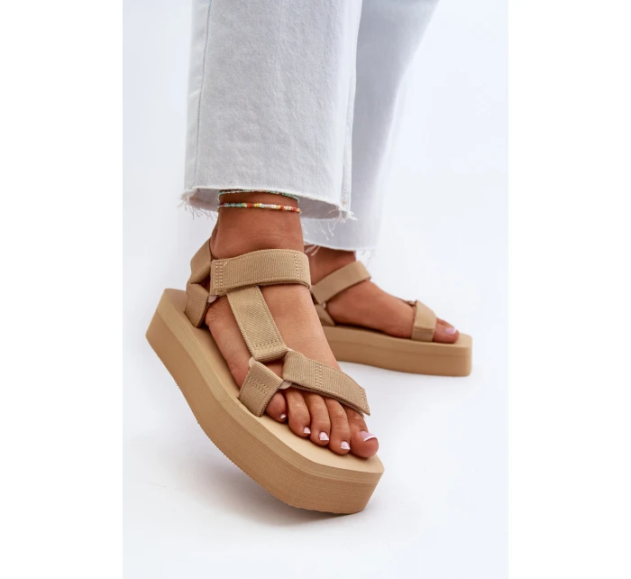 Sandały Damskie Na Platformie Beżowe Edireda Sandały Damskie Na Platformie Beżowe Edireda