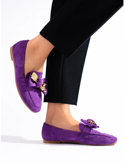 Jedinečné mokasíny fialové dámské bez podpatku Jedinečné mokasíny fialové dámské bez podpatku