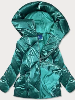 Zelená metalická krátka dámska zimná bunda (omdl-022)