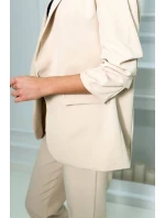 Elegantná súprava saka a nohavíc v tmavobéžovej farbe