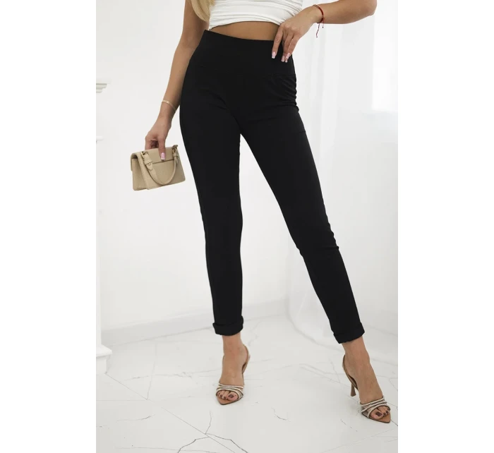 Nohavice s ozdobnými lamelami Čierna