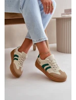 Sneakersy Damskie Na Platformie Beżowo-Zielone Nesonice Sneakersy Damskie Na Platformie Beżowo-Zielone Nesonice