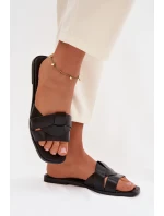 Dámské ploché pantofle s pásky Černé Marissae