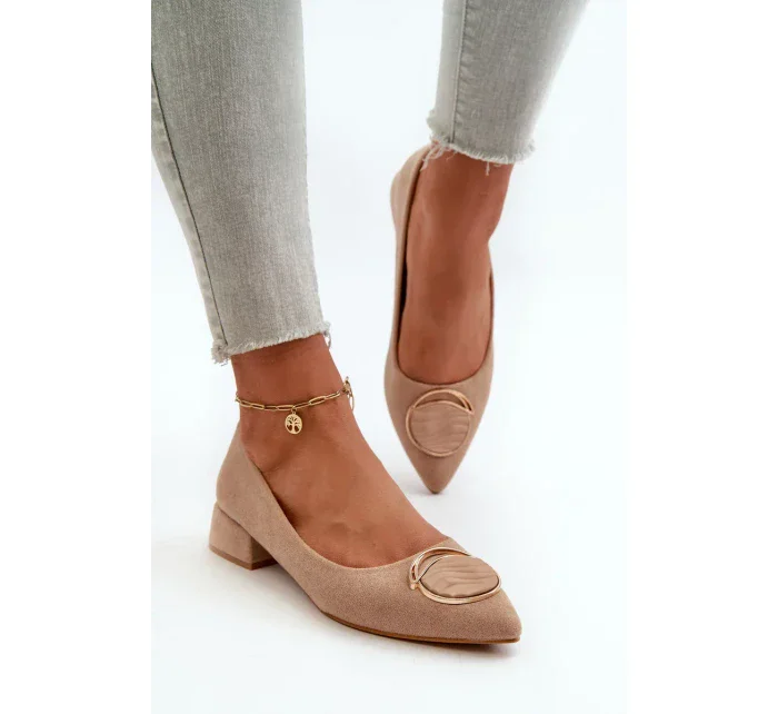 Lodičky na nízkom podpätku z ekologického semišu S.Barski Beige