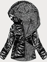 Obojstranná čierna dámska bunda s kapucňou (B9793-1)