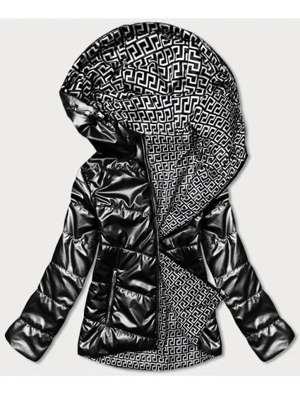 Oboustranná černá dámská bunda s kapucí model 17099273 - S'WEST
