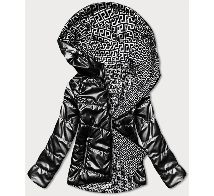 Oboustranná černá dámská bunda s kapucí model 17099273 - S'WEST