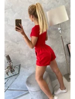 Bavlnená súprava so šortkami červená Bavlnená súprava so šortkami červená