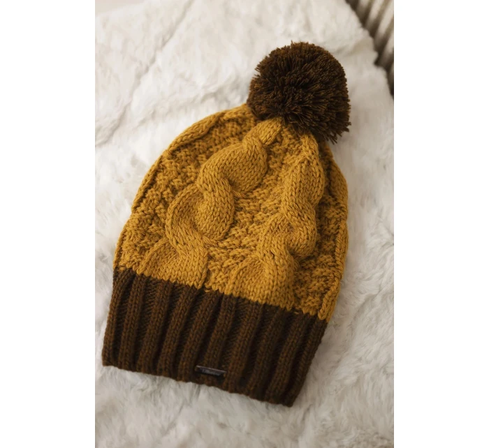 Fleecová čiapka Paris K212 horčicová+hnedá