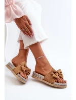 Damskie Klapki Na Platformie Z Kokardą Camel Aflia Damskie Klapki Na Platformie Z Kokardą Camel Aflia