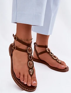 Dámské žabky s ozdobami Hnědé model 22111440 - Boto