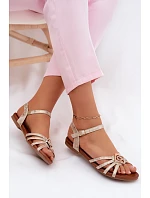 Dámské sandály Ploché S A Ozdobou  Zlaté model 22133711 - S.Barski