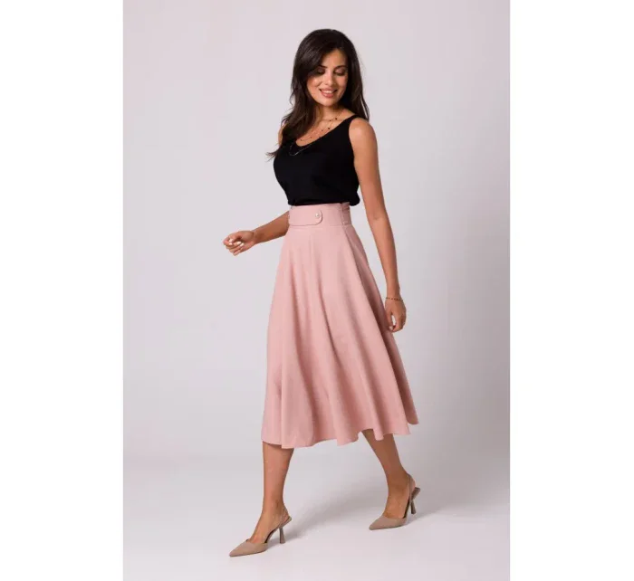model 18407339 Sukně s vysokým pasem růžová - BeWear model 18407339 Sukně s vysokým pasem růžová - BeWear