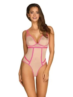 Elegantní body model 15537101 teddy neon pink - Obsessive