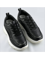 Čierne dámske sneakersy s metalickou lemovkou (BG-02)