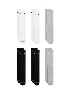 Ponožky Nike Everyday Elevated, 6 párov, biele, čierne, sivé, HQ8021 903, veľkosti 43–46