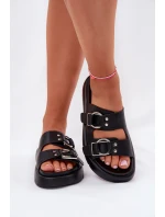 Kožené Dámské Sandály S Ozdobnými Přezkami Big Star model 21695275 Černé - Big Star Shoes Kožené Dámské Sandály S Ozdobnými Přezkami Big Star model 21695275 Černé - Big Star Shoes