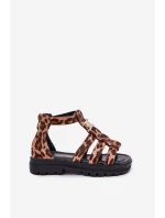 Dziewczęce Sandałki Gladiatorki Ze Złotym Detalem Panterka Vesira Dziewczęce Sandałki Gladiatorki Ze Złotym Detalem Panterka Vesira