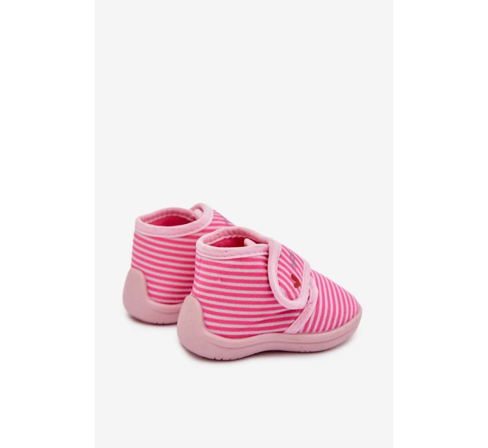 Detské papuče na suchý zips s prúžkami - ružové Lavelle Detské papuče na suchý zips s prúžkami - ružové Lavelle