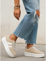 Dámske kožené tenisky LA319 ZY1378 beige - FashionStreet