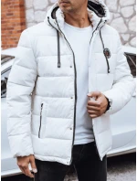 Pánska prešívaná zimná bunda s kapucňou biela FashionStreet TX5056 Pánska prešívaná zimná bunda s kapucňou biela FashionStreet TX5056