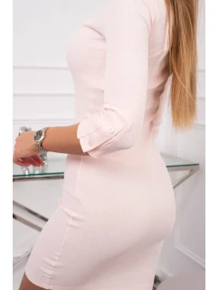 Šaty s knoflíkovým výstřihem pudrově růžové