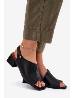 Kožené Dámské Sandály Na Klínku model 21697483 Černé - Maciejka