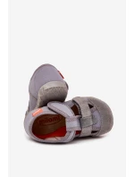 Dětské pantofle na suchý zip šedé model 21705429 - Milami