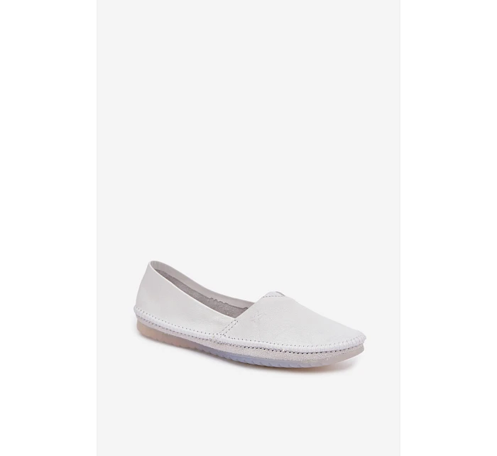 Dámské kožené baleríny model 22100748 Bílá - Maciejka