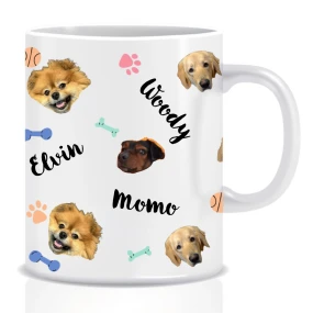 Personalizovaný klasický bílý keramický hrníček 300 ml se zvířecími motivy  