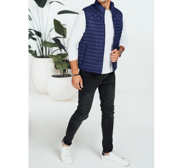 Pánska prešívaná tmavomodrá vesta FashionStreet TX5077