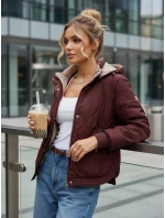 Dámska prechodná prešívaná bunda s kapucňou FashionStreet bordová TY5615