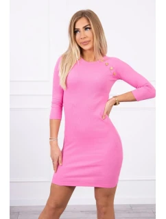 Šaty s ozdobnými gombíkmi svetlo ružové