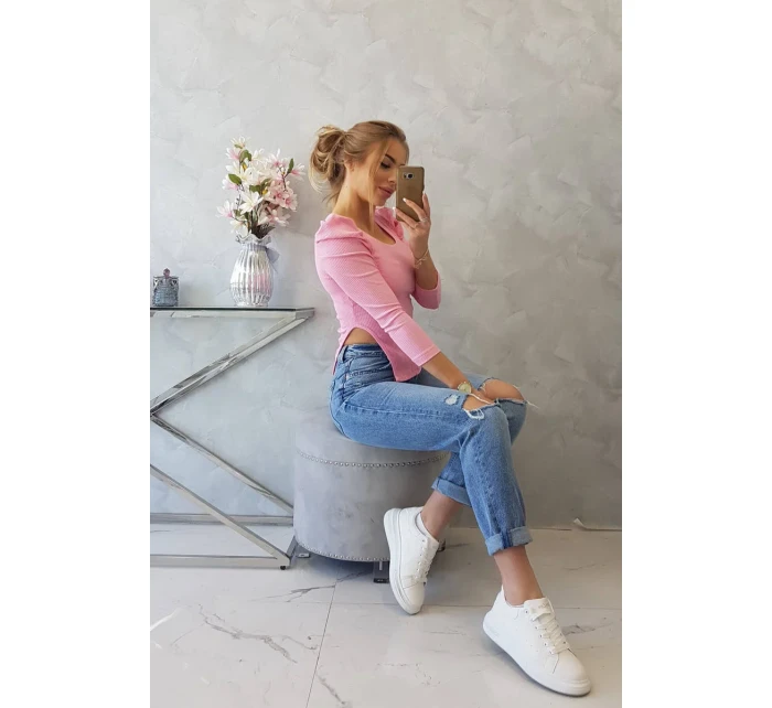 Blúzka s buffovými rukávmi svetlo ružová Blúzka s buffovými rukávmi svetlo ružová