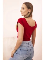 Dámska klasická bavlnená blúzka s krátkymi rukávmi modrá