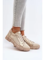 Damskie Skórzane Półbuty Maciejka 05850-22 Jasnobeżowe