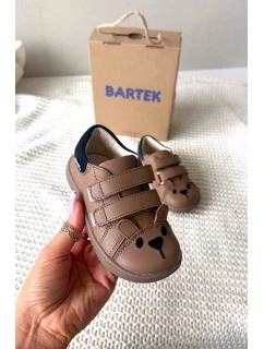 Kožené dětské polobotky Barefoot s Medvídkem Bartek Béžové